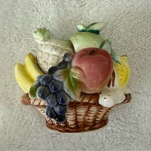 Vintage Porcelain Fruit Basket Japan 4” Colorful Cottage Core Grandma Core Cute